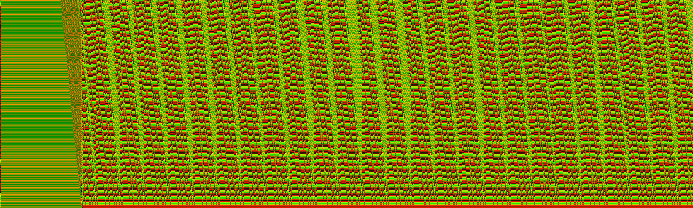 Visualization of CPU instructions while executing a program (Tux Paint). Click to see the next frame.